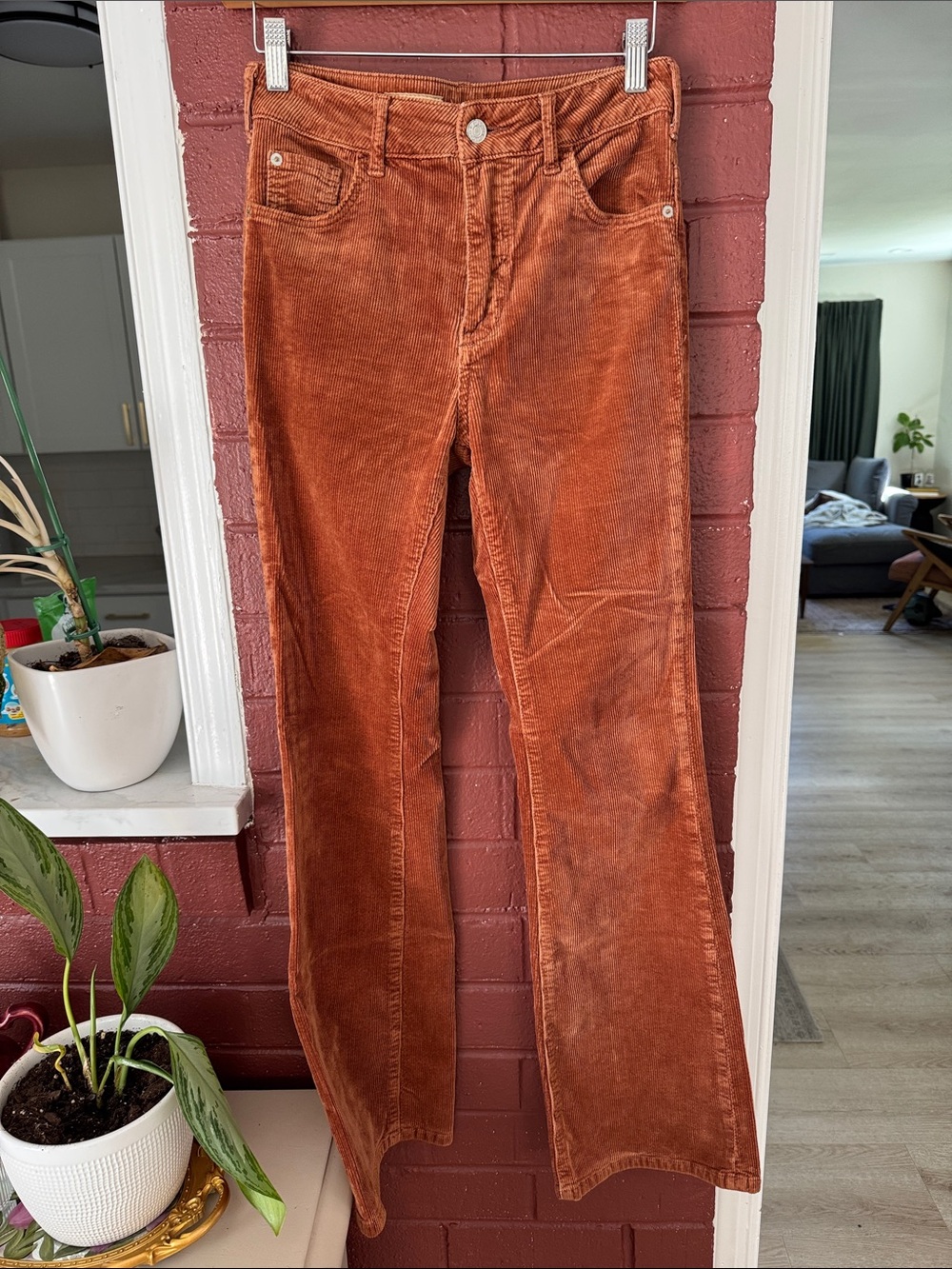 Pilcro Anthropologie ‘The Icon’ Rust Corduroy Flare Corduroy Jeans Size 25